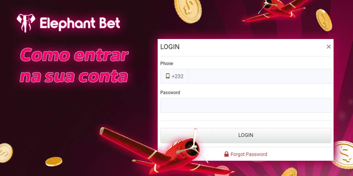 Instruções passo a passo para iniciar sessão na conta pessoal da Elephant Bet
