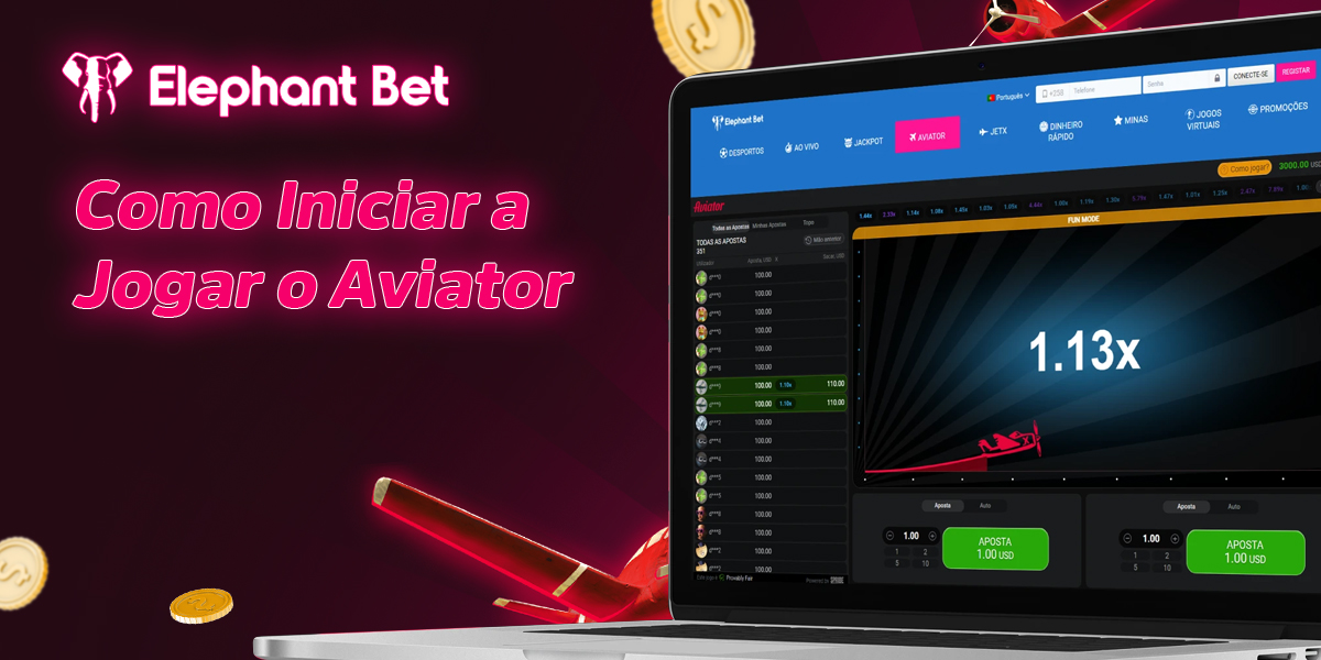 Instruções sobre como começar a jogar aviador na Elephant Bet